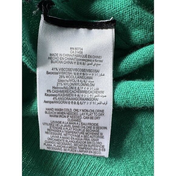 BCBG MAXAZRIA Woman's Sz XS Jaxin Emerald Green Leopard Cheetah Print Sweater - Picture 7 of 9